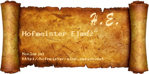 Hofmeister Elmó névjegykártya